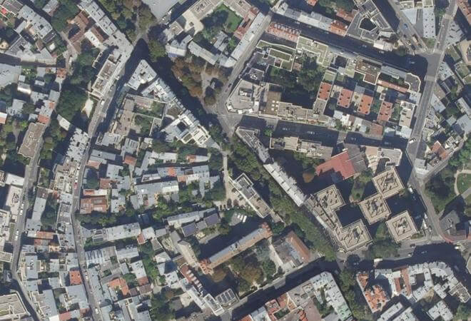 Vue aérienne Marché Pyrénées, Paris