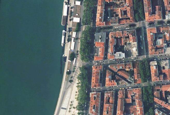 Vue aérienne Marché Quai Augagneur, Lyon