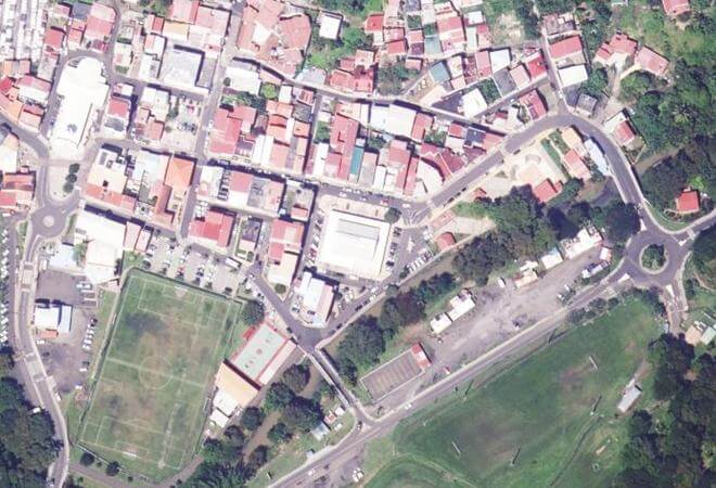 Vue aérienne Marché, Rivière-Pilote