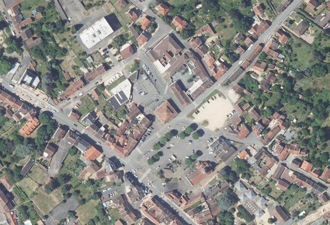 Vue aérienne Marché Rolin, Néris-les-Bains