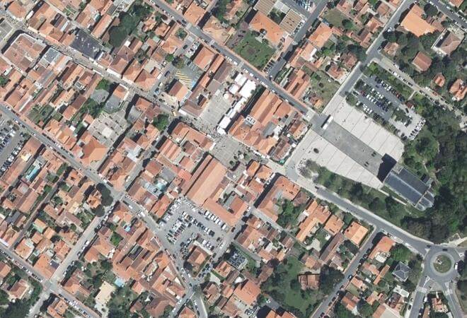 Vue aérienne marché, Soulac-sur-Mer