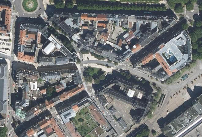 Vue aérienne Marché square Mangin, Metz