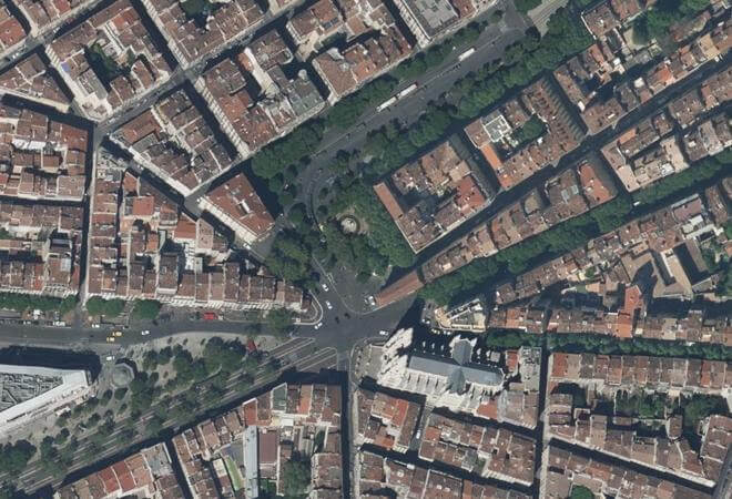 Vue aérienne Marché Square Stalingrad, Marseille