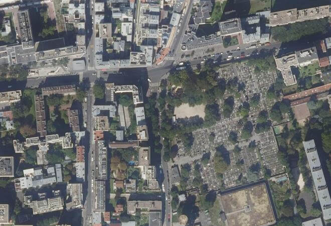 Vue aérienne Marché Télégraphe, Paris