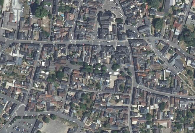 Vue aérienne Marché Victor Hugo, Bléré