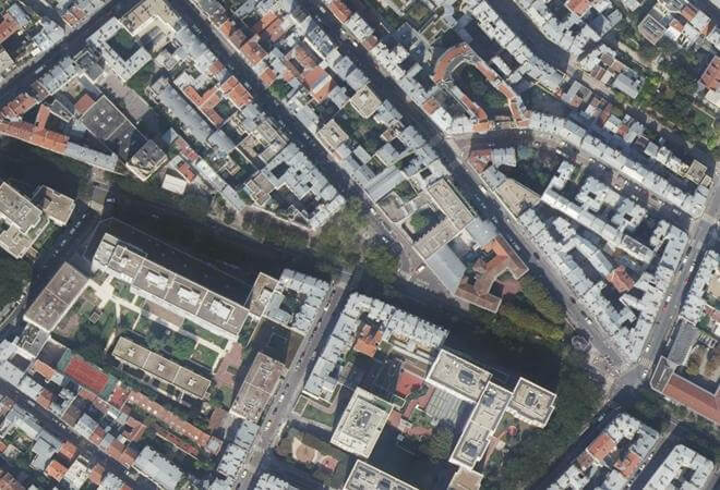 Vue aérienne Marché Villemain, Paris