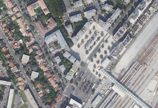Vue aérienne Marché Vilmorin, Massy