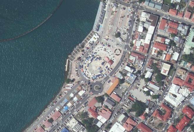 Vue aérienne Marigot Market, Saint-Martin
