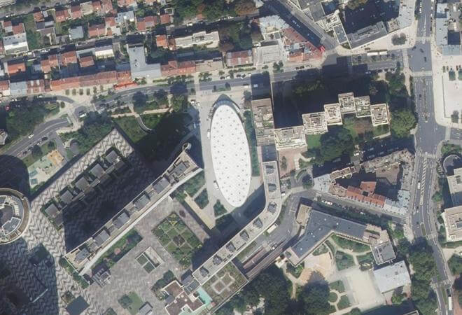 Vue aérienne Nouvelle Halle Charras, Courbevoie