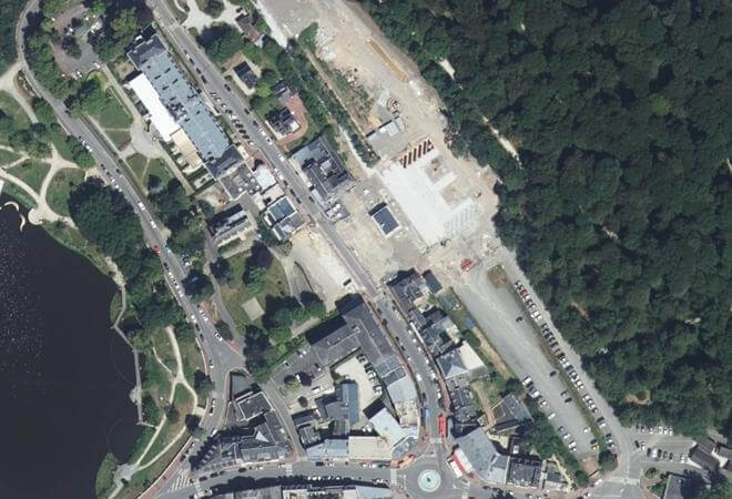 Vue aérienne Parvis de la Gare, Bagnoles de l'Orne Normandie