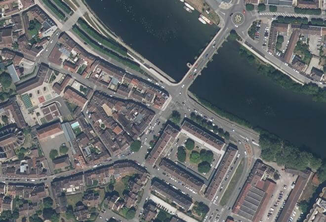 Vue aérienne Petit Marché de la rue du pont, Auxerre