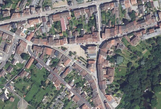Vue aérienne Place Aymard Fayard, Aixe-sur-Vienne