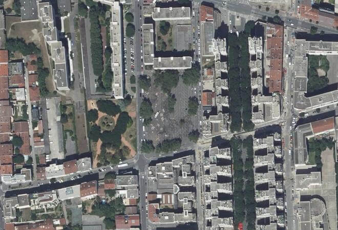 Vue aérienne Place Chanoine Boursier, Villeurbanne