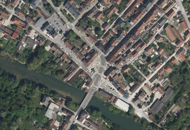 Vue aérienne Place Croala, Méry-sur-Seine