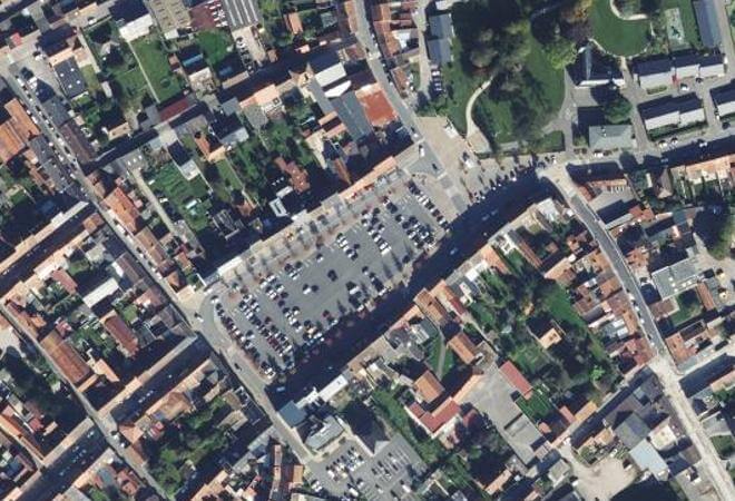Vue aérienne Place d'Audruicq, Audruicq