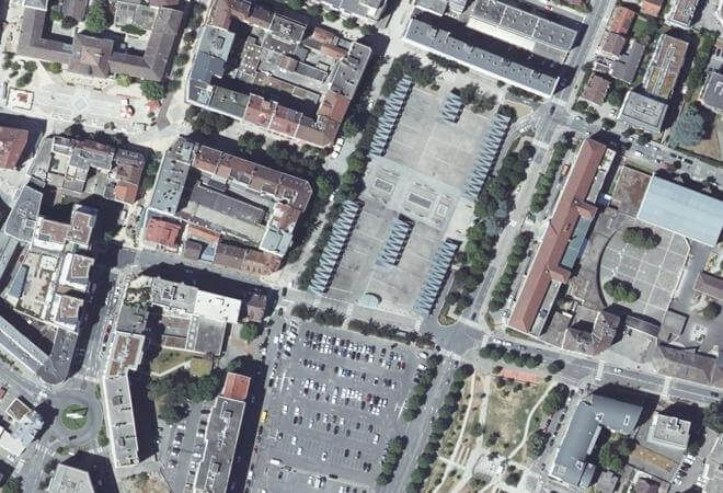 Vue aérienne Place de la Libération, Annemasse