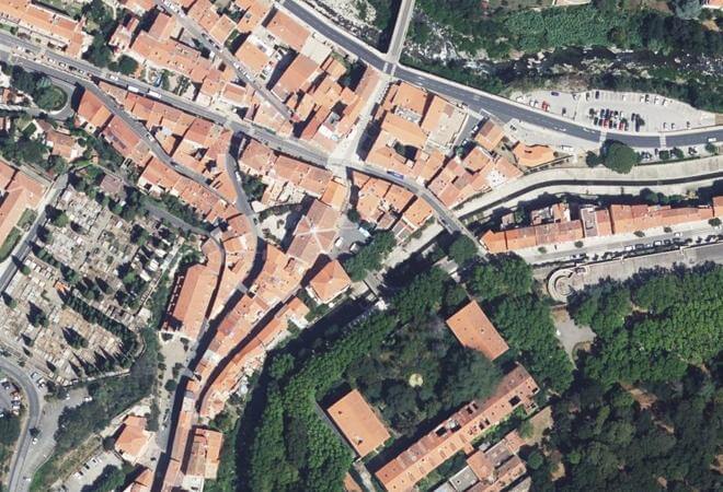 Vue aérienne Place de la République, Amélie-les-Bains-Palalda