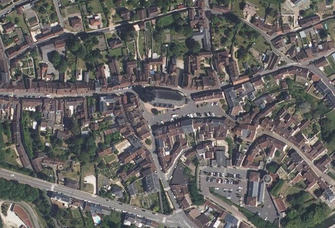 Vue aérienne Place de la République, Bellême