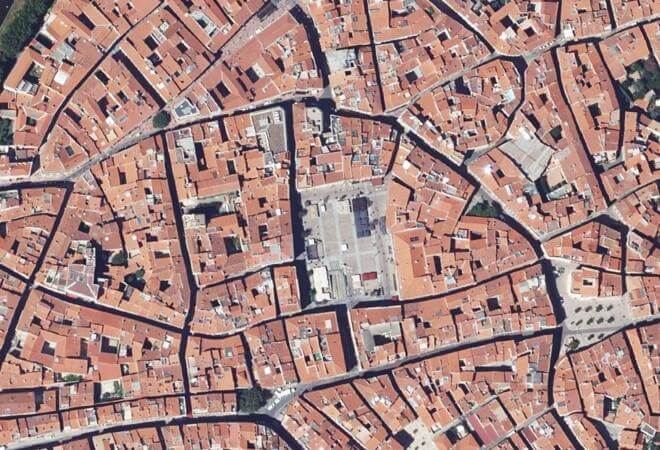 Vue aérienne Place de la République, Perpignan
