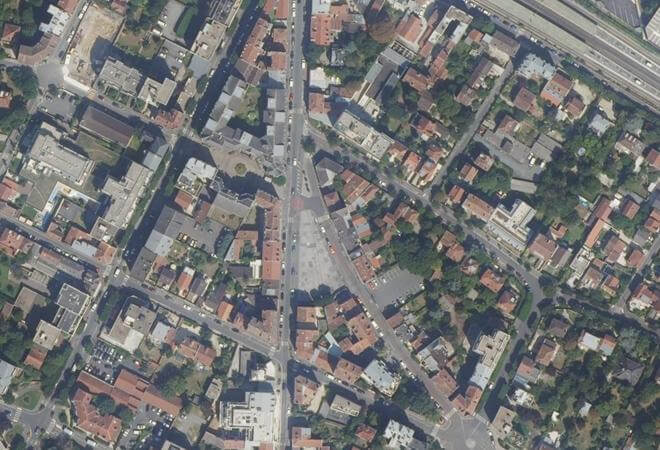 Vue aérienne Place de la Résistance, Villemomble