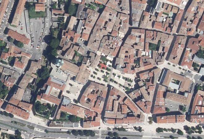 Vue aérienne Place des Clercs, Valence