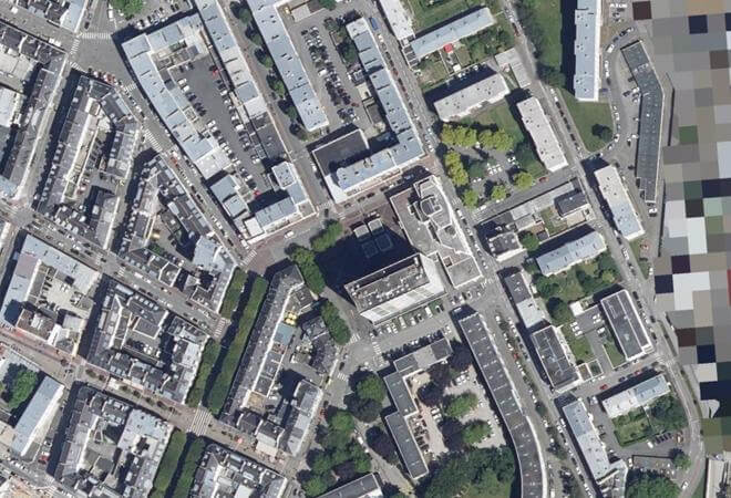 Vue aérienne Place des Halles Saint-Louis, Lorient