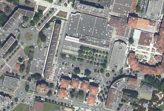 Vue aérienne Place du Languedoc, Colomiers