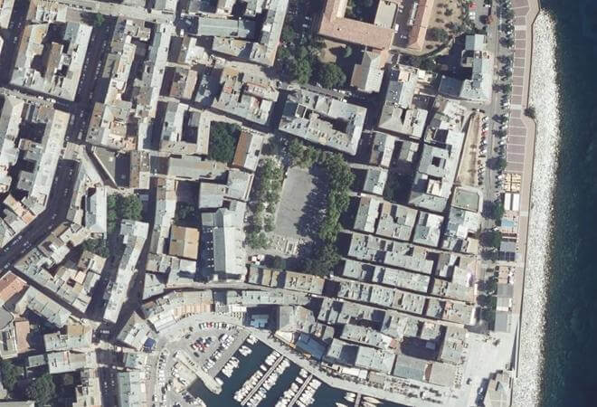 Vue aérienne Place du Marché, Bastia