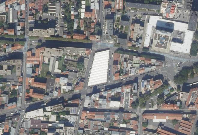 Vue aérienne Place du Marché, Montreuil