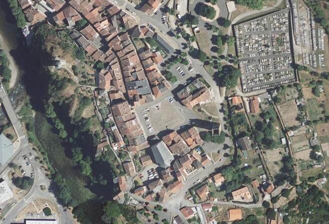 Vue aérienne Place Félix Garrigou, Tarascon-sur-Ariège