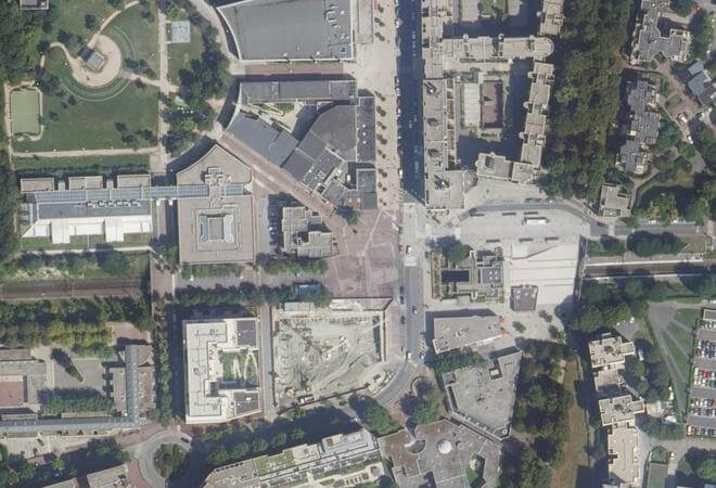 Vue aérienne Place Gaston-Defferre, Noisiel
