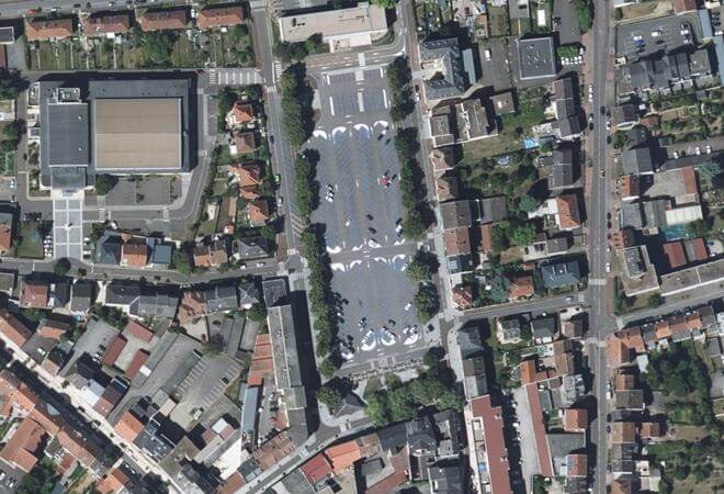 Vue aérienne Place Jean Burger, Hagondange