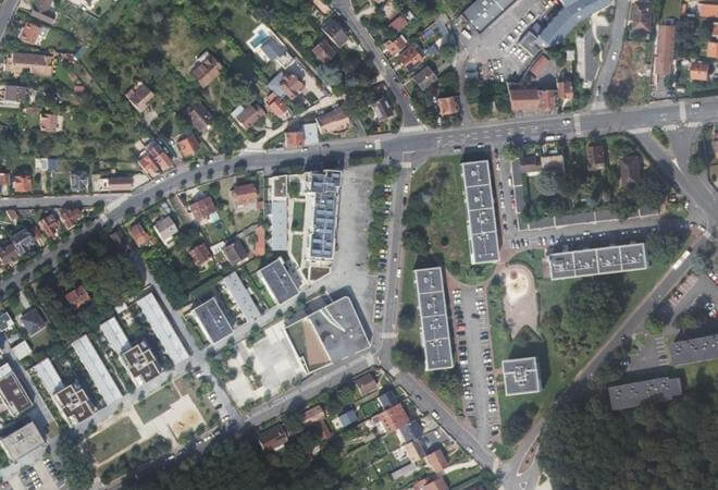 Vue aérienne Place Yvonne et Jeannine Trihoreau, Saint-Michel-sur-Orge