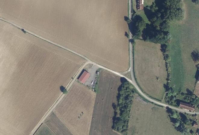 Vue aérienne Vente de légume chez le producteur, Châteauneuf-Val-de-Bargis