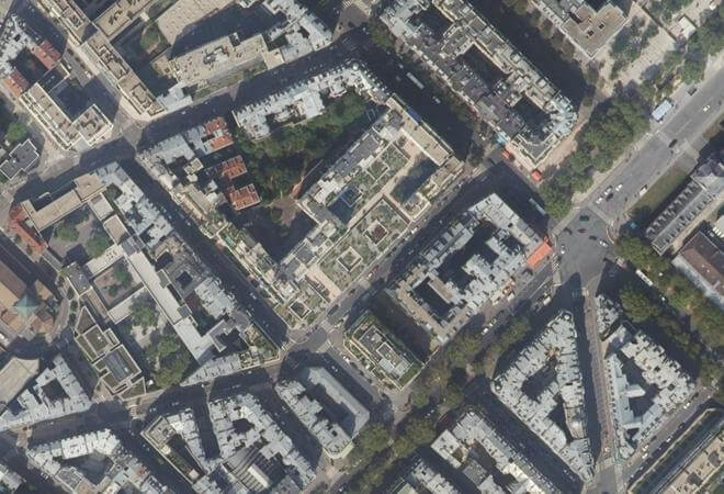 Vue aérienne Village Suisse, Paris